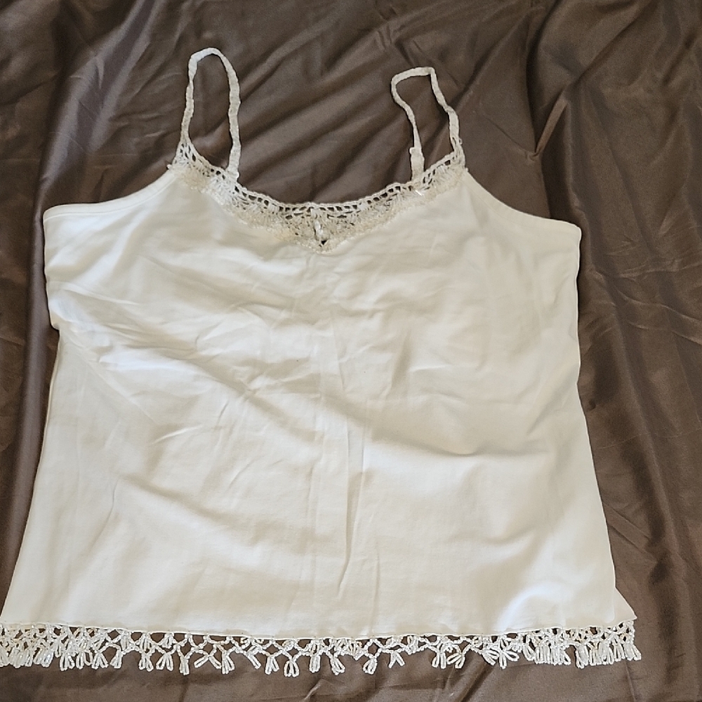 Sharon Young Cream Embellished Cropped Camisole